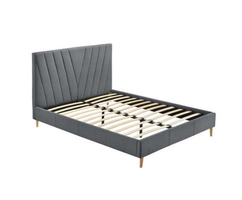 KING DRYSTAN FABRIC BED FRAME - LIGHT GREY