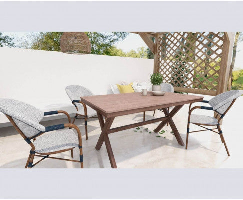 Gianna Outdoor 5 Piece Dining Setting With 1500(L) X 900(W) Table - Dark Oak