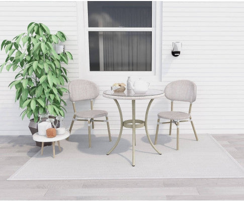 Vanica Outdoor 2 Seater Rattan Bistro Set - White