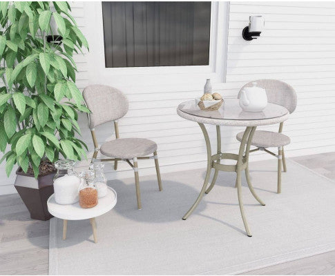 VANICA OUTDOOR 2 SEATER RATTAN BISTRO SET -  WHITE