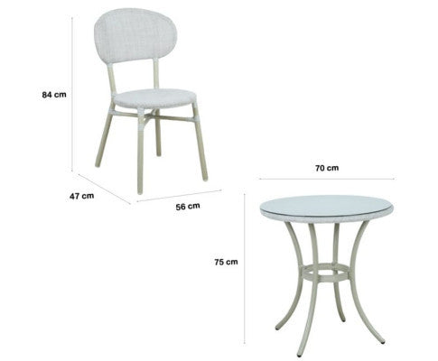 VANICA OUTDOOR 2 SEATER RATTAN BISTRO SET -  WHITE