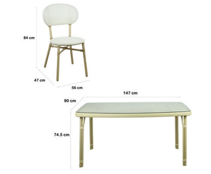 WESTON OUTDOOR 5 PIECE DINING SETTING WITH 1470(L) x 900(W) TABLE - NATURAL