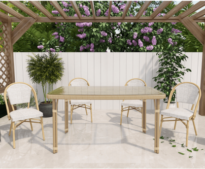 CAMERON OUTDOOR 5 PIECE DINING SETTING WITH 1470(L) x 900(W) TABLE - NATURAL