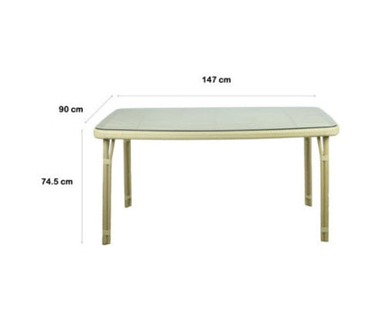 CAMERON OUTDOOR 5 PIECE DINING SETTING WITH 1470(L) x 900(W) TABLE - NATURAL