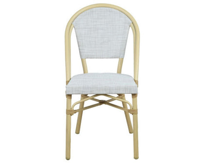 MARIVEL OUTDOOR ROUND TABLE AND 2 SEATER BISTRO SET - NATURAL + WHITE