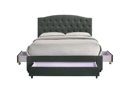 KING BRANTLEY FABRIC BED WITH UNDERBED STORAGE DRAWERS - CHARCOAL
