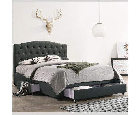 Queen Brantley Fabric Bed With Underbed Storage Drawers - Charcoal