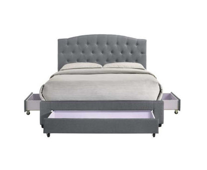 KING BRANTLEY FABRIC BED WITH UNDERBED STORAGE DRAWERS - LIGHT GREY