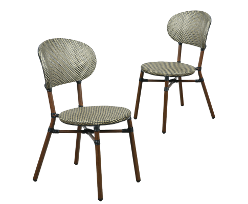 FRIEDA (SET OF 2) ALUMINIUM OUTDOOR DINING CHAIR - BROWN