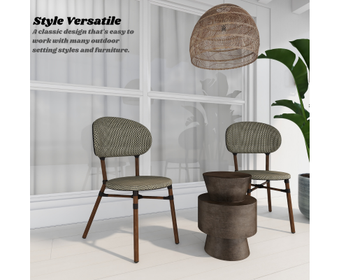 FRIEDA (SET OF 2) ALUMINIUM OUTDOOR DINING CHAIR - BROWN