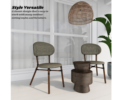 FRIEDA (SET OF 2) ALUMINIUM OUTDOOR DINING CHAIR - BROWN