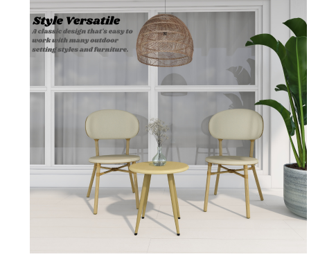 FRIEDA (SET OF 2) ALUMINIUM OUTDOOR DINING CHAIR - NATURAL