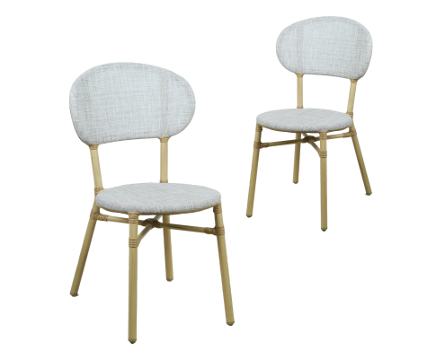 FRIEDA (SET OF 2) ALUMINIUM OUTDOOR DINING CHAIR - WHITE & NATURAL