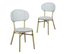 FRIEDA (SET OF 2) ALUMINIUM OUTDOOR DINING CHAIR - WHITE & NATURAL