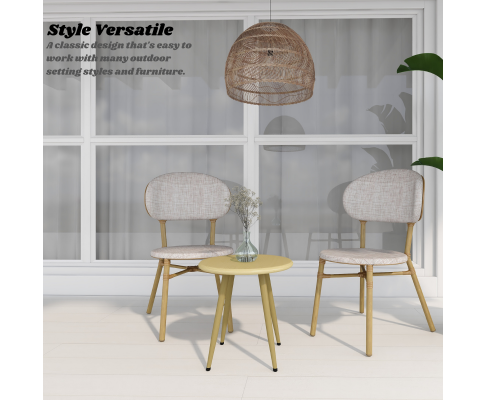 FRIEDA (SET OF 2) ALUMINIUM OUTDOOR DINING CHAIR - WHITE & NATURAL