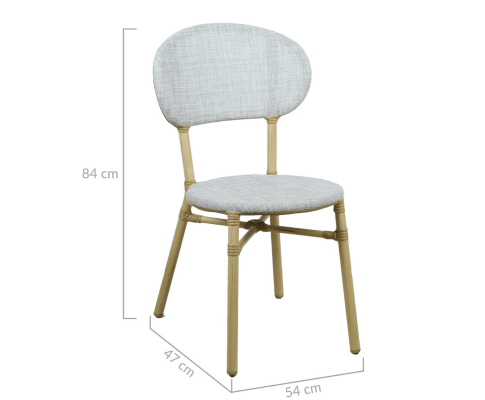 FRIEDA (SET OF 2) ALUMINIUM OUTDOOR DINING CHAIR - WHITE & NATURAL