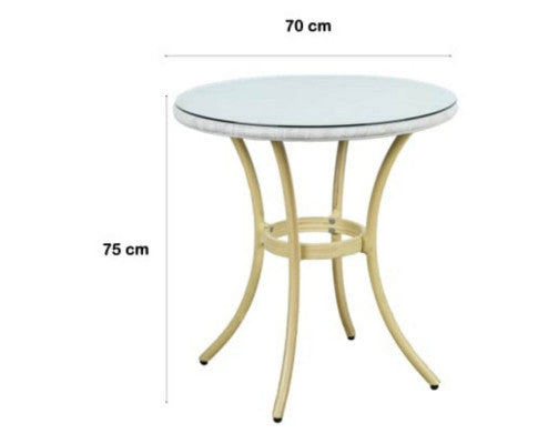 FRIEDA ROUND OUTDOOR DINING TABLE - NATURAL