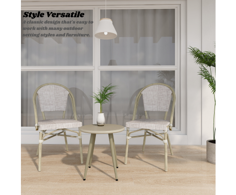 ARDEN (SET OF 2) ALUMINIUM OUTDOOR DINING CHAIR - WHITE