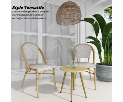 ARDEN (SET OF 2) ALUMINIUM OUTDOOR DINING CHAIR - WHITE & NATURAL