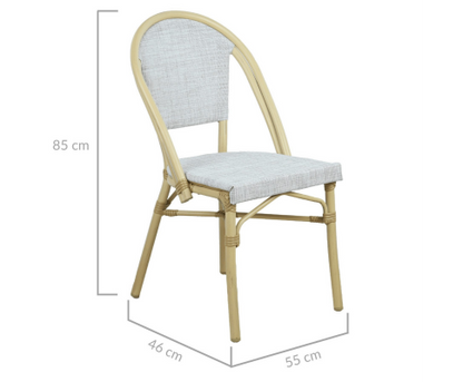 ARDEN (SET OF 2) ALUMINIUM OUTDOOR DINING CHAIR - WHITE & NATURAL