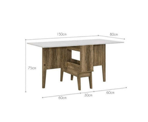 BARTEL EXTENDABLE DINING TABLE - 1200/1500(L) x 800(D) - OAK / WHITE