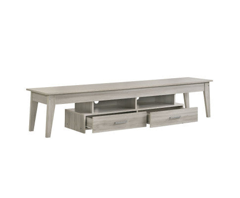 REILEY 2 SHELVES/ 2 DRAWER  TV STAND CABINET - WHITE WASHED