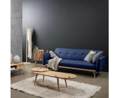 Makynlee 3 Seater Fabric Foldable Sofa Bed - Blue