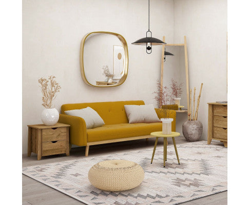 Makynlee 3 Seater Fabric Foldable Sofa Bed - Yellow