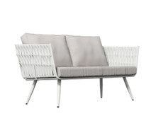 ELMBER OUTDOOR 2 SEATER SOFA WITH CUSHIONS - WHITE & LIGHT REY