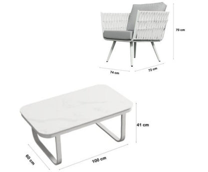 KATTLEYA OUTDOOR CHAIRS WITH COFFE TABLE BALCONY SET - GREY