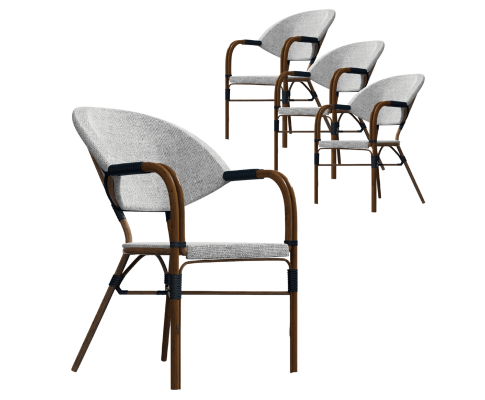 AIDEEN (SET OF 4) OUTDOOR DINING CHAIR - BROWN