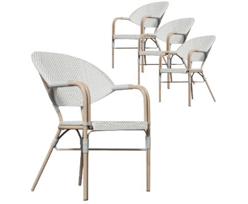 AIDEEN (SET OF 4) OUTDOOR DINING CHAIR - WHITE