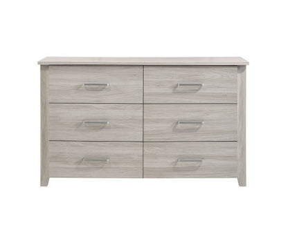 HILTON 6 DRAWER  DRESSING TABLE WITH MIRROR - WHITE WASH