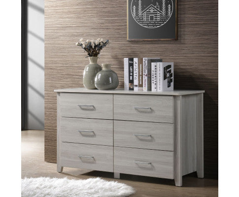 Hilton 6 Drawer Dressing Table With Mirror - White Wash