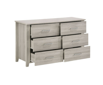 HILTON 6 DRAWER  DRESSING TABLE WITH MIRROR - WHITE WASH