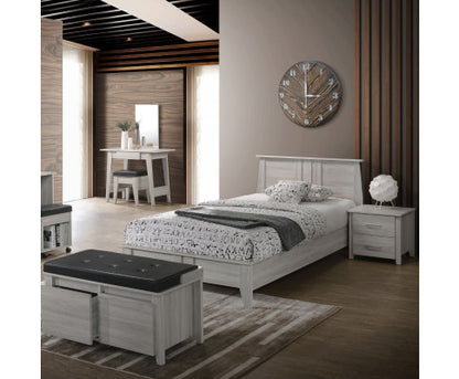 DOUBLE HILTON WOODEN BED FRAME - WHITE WASH