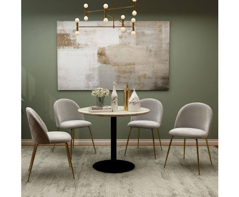 THYLER ROUND DINING TABLE WITH MARBLE TOP - BLACK