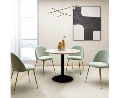 THYLER ROUND DINING TABLE WITH MARBLE TOP - BLACK