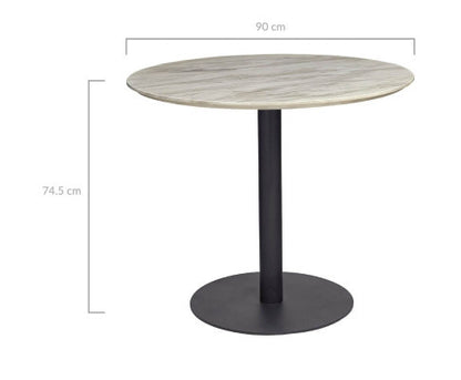 THYLER ROUND DINING TABLE WITH MARBLE TOP - BLACK