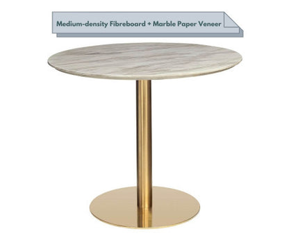 THYLER ROUND DINING TABLE WITH MARBLE TOP - GOLD