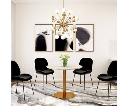 THYLER ROUND DINING TABLE WITH MARBLE TOP - GOLD
