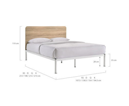 QUEEN YARDLEY BED FRAME - WHITE & NATURAL OAK