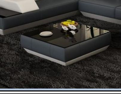 FINGO COFFEE TABLE (VC40) LEATHERETTE + TEMPERED GLASS - 800(W) X 800(D) - ASSORTED COLOURS