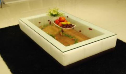 BIANCA  COFFEE TABLE (VC51) -  LEATHERETTE + TEMPERED GLASS - ASSORTED COLOURS