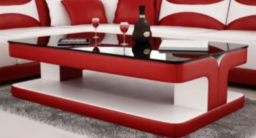 DIOR COFFEE TABLE (VC45) - LEATHERETTE + TEMPERED GLASS -  1200(W) X 700(D) - ASSORTED COLOURS