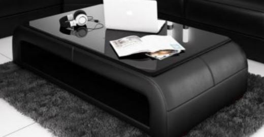 PAULINA  COFFEE TABLE (VC42) -  LEATHERETTE + TEMPERED GLASS -  1200(W) X  700(D) -  ASSORTED COLOURS