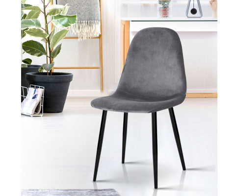 PARKSON (SET OF 4) VELVET FABRIC DINING CHAIR - DARK GREY