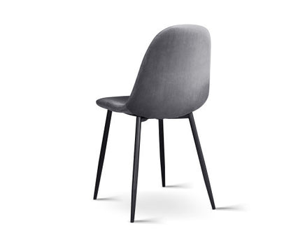PARKSON (SET OF 4) VELVET FABRIC DINING CHAIR - DARK GREY
