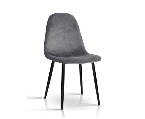 PARKSON (SET OF 4) VELVET FABRIC DINING CHAIR - DARK GREY