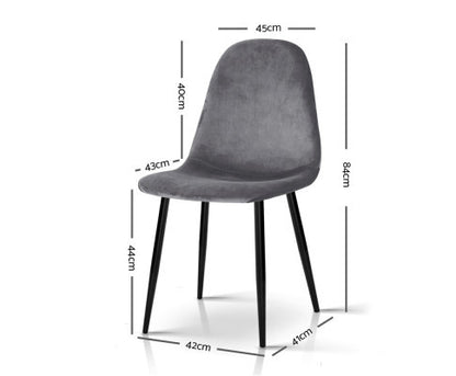 PARKSON (SET OF 4) VELVET FABRIC DINING CHAIR - DARK GREY